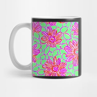 Pink and green preppy flowers and lattice Mug